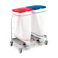 Carro para ropa sucia con tapa y pedal: Equipado con dos sacos de 70 litros